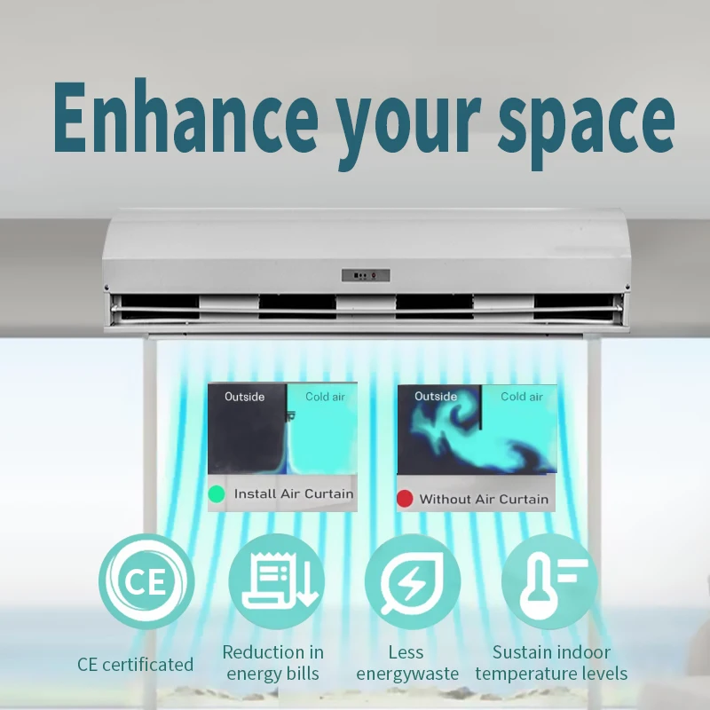 OEM Air Curtain Machine with Remote Control Suitable for Hotels Bank Supermarket Shopping Mall