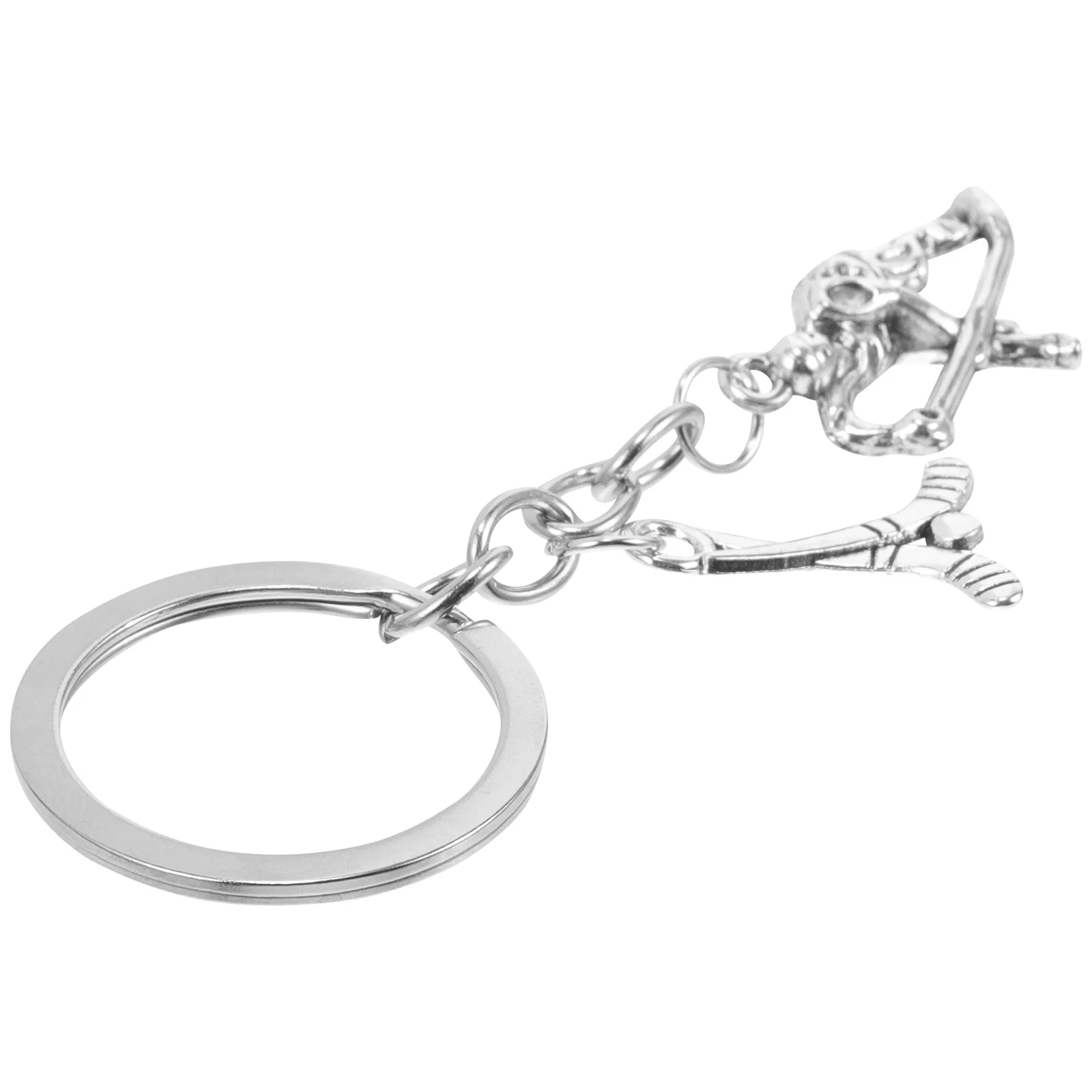 Metalowy brelok do kluczy z motywem hokeisty, elegancki sportowy breloczek do kluczy, ozdoba do zawieszenia na torbie, plecaku, zawieszka, breloczki, brelok do kluczy z motywem hokeja.