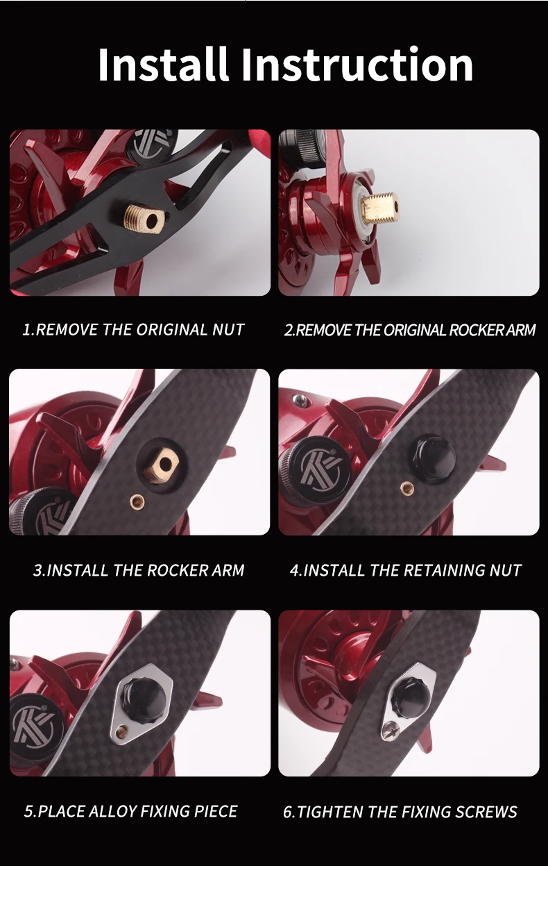 Kawa Angelrollen-Griff aus Kohlefaser, verdickt, 110 mm Länge, 48,5 g/Stück, passend für D/Ab/Shi Casting Rollen, DIY Angelzubehör – Detail 4