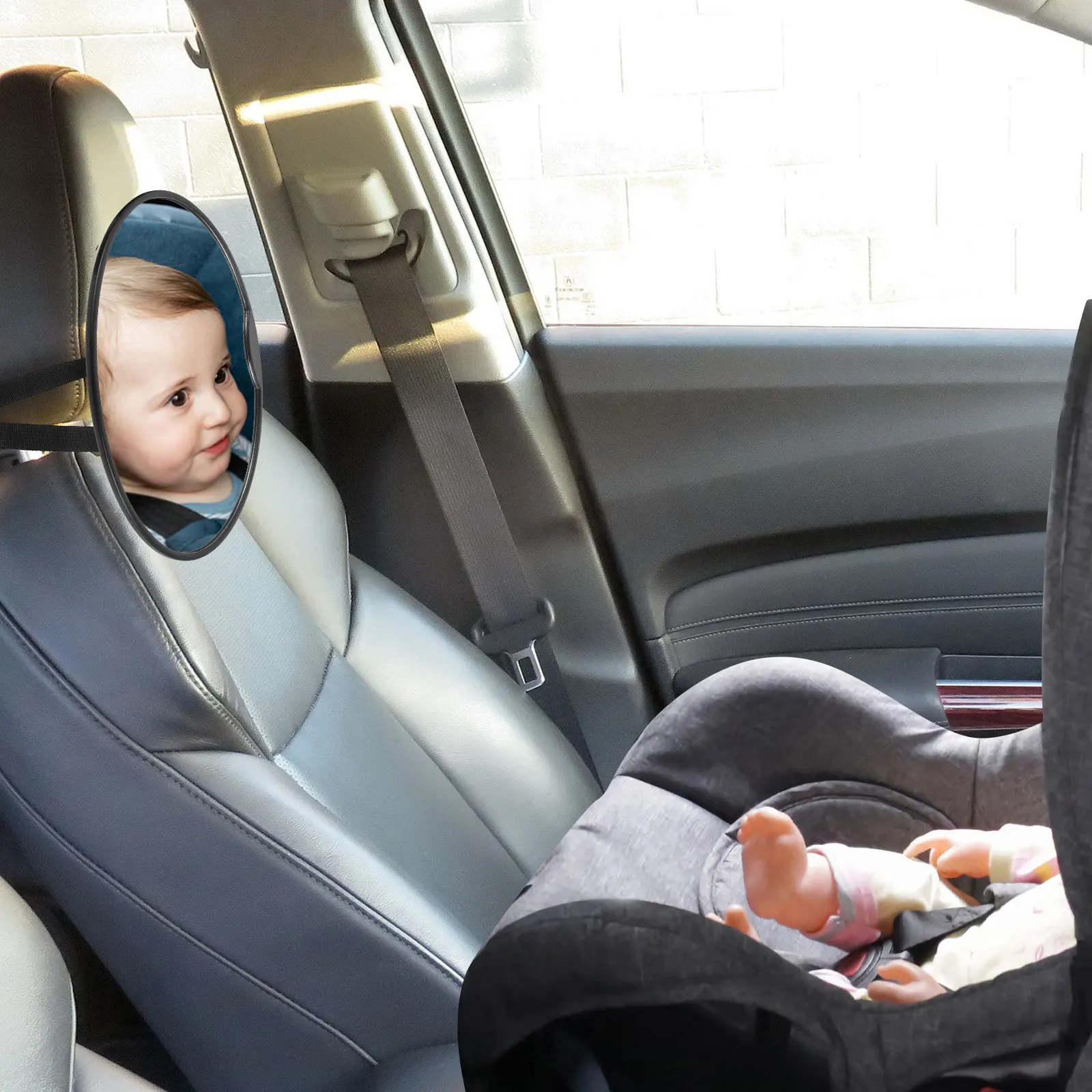 مرآة سيارة بتصميم رؤية واسعة لمراقبة المقعد الخلفي - مرآة داخلية آمنة لراكبي المقعد الخلفي متوافقة مع