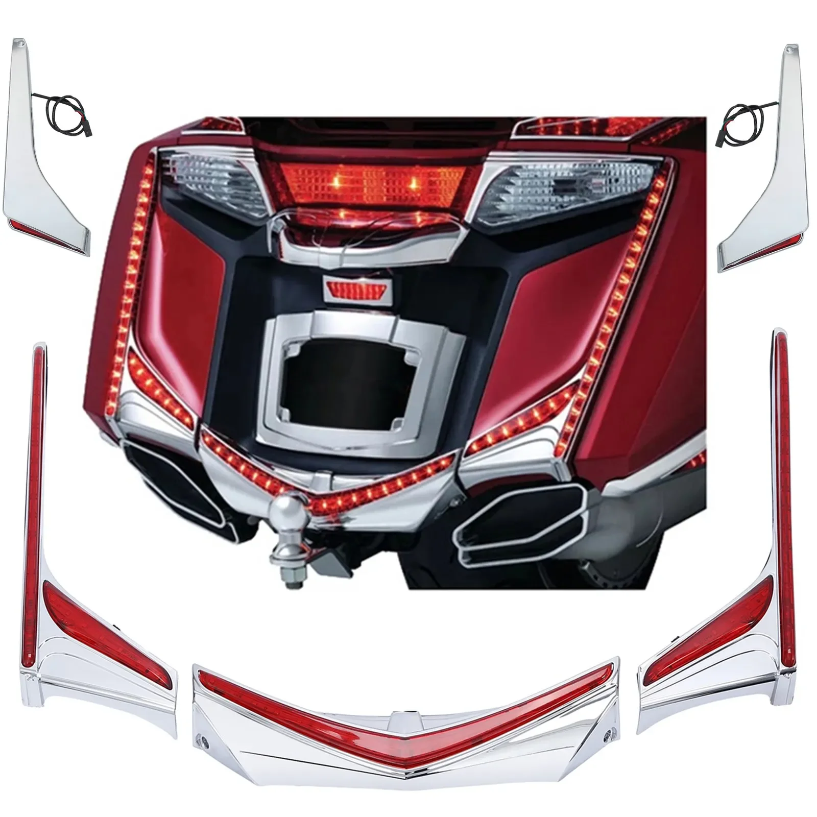 

Motorcycle Rear Fender Tip Vertical Strips Under Tour Trunk LED Saddlebag Light For Honda Gold wing GL1800 GL 1800 2012-2017 F6B