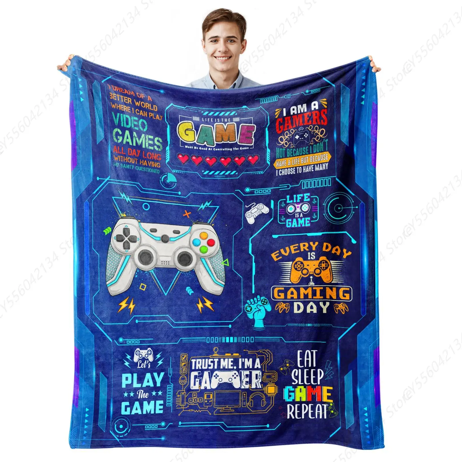 

Gaming Blanket for Boys & Girls - Soft Game Blanket for Gamer Room Decor
