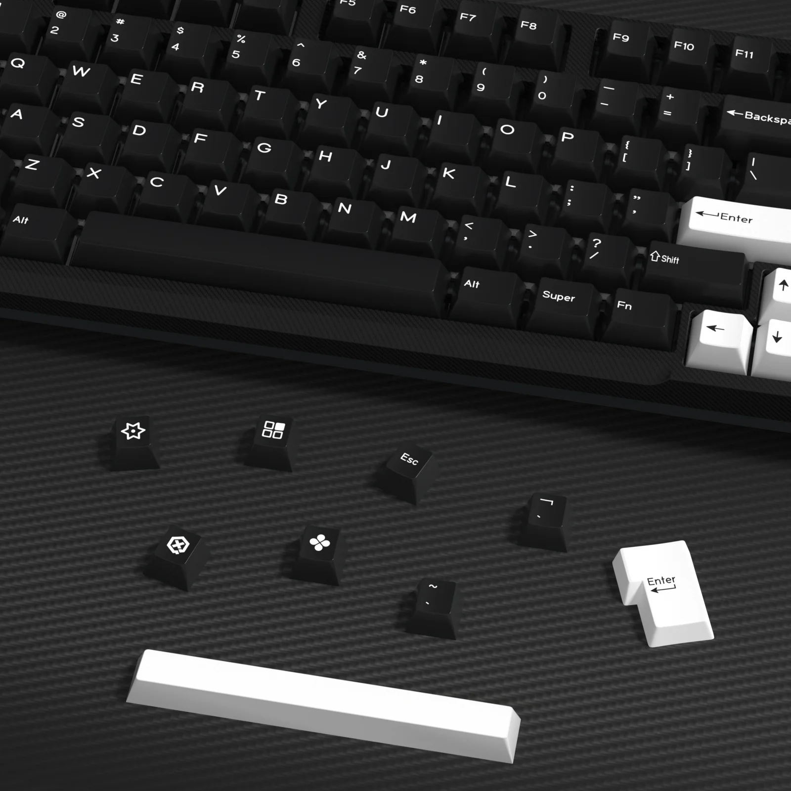 Imagem -04 - Kbdiy-gmk Wob Keycap para Teclado Mecânico Tampa Retro Gaming Key Double Shot Pbt Iso 7u Preto e Branco