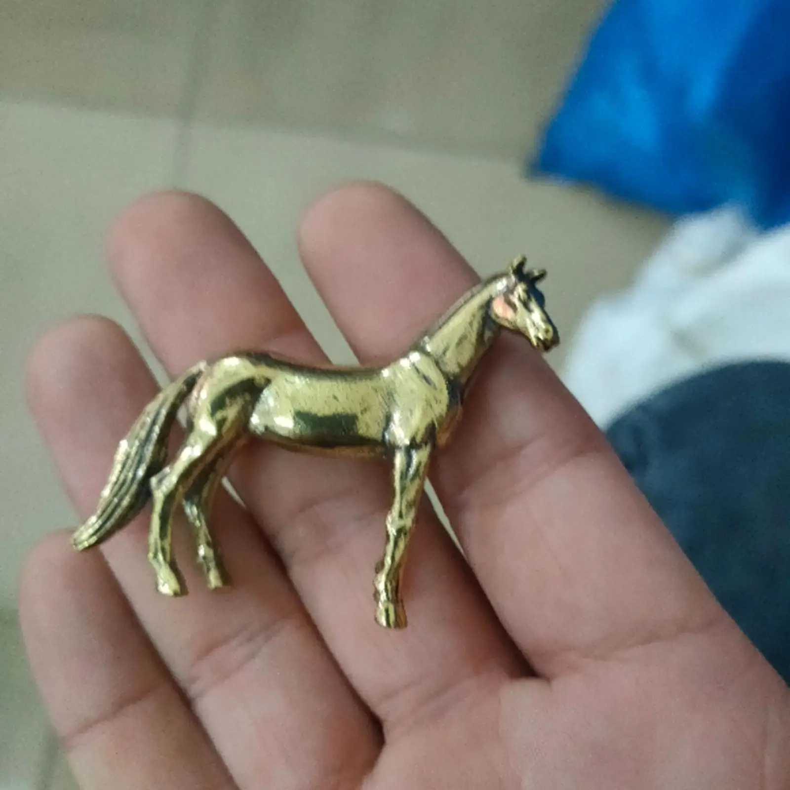 Tabletop Horse Statue Standing Bronze Finish Copper Material Antique Look Hand Painted Cowboy Horse Sculpture Micro Carving