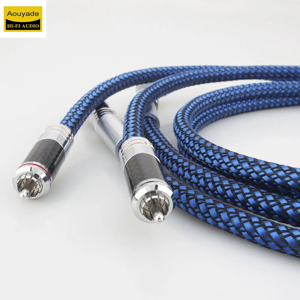 Aouyade fever grade 4-core silver plated RCA dual lotus audio cable, two to two audio amplifier signal cable