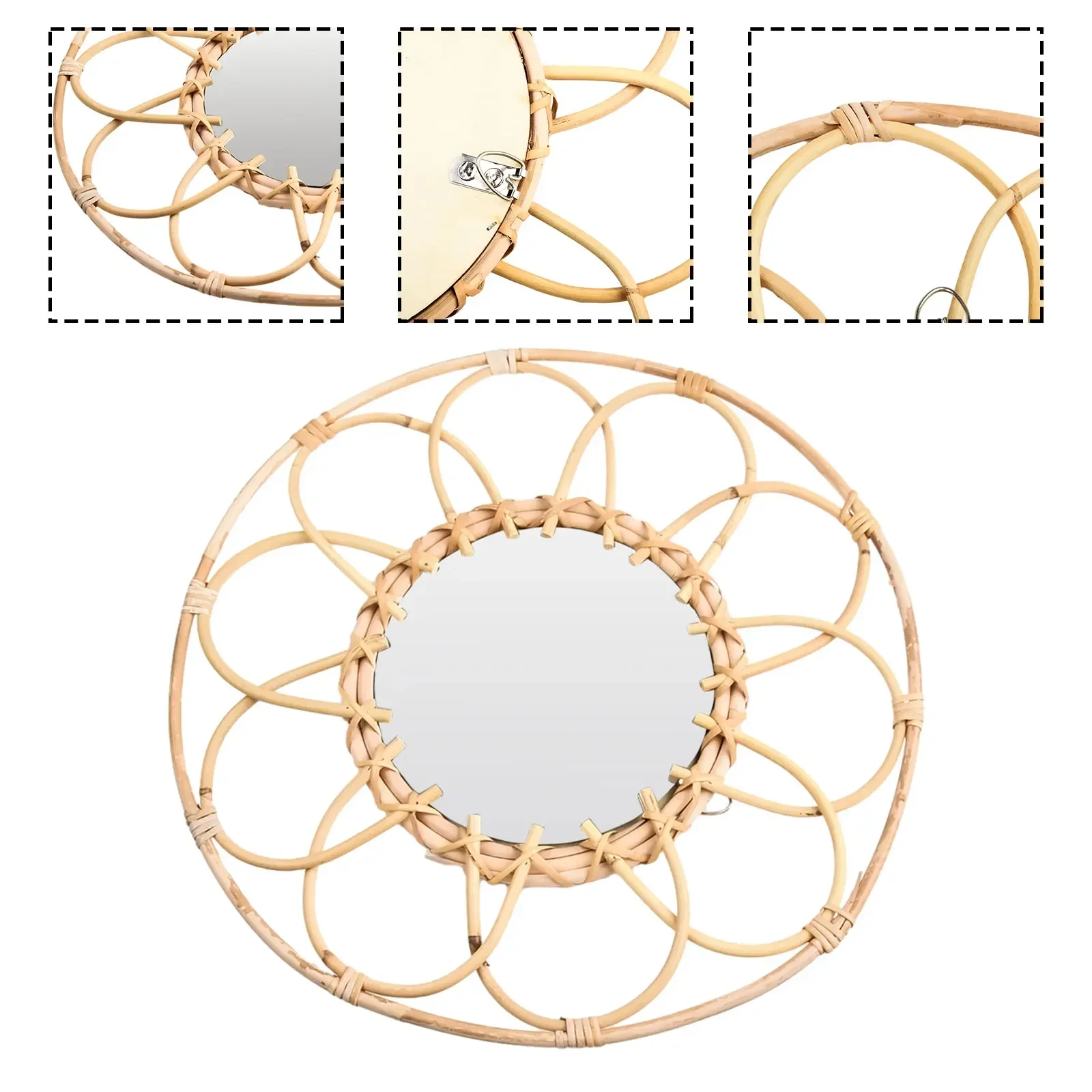 

Туалетное зеркало Плетеное зеркало 40*40 см Декоративное зеркало ручной работы Настенное украшение из натурального ротанга Настенное
