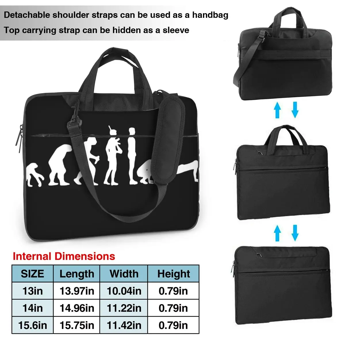 Laptop Bag Mens CROSSFIT Evolution Training Shockproof Briefcase Bag Lifting Fitness For Macbook Air HP Stylish Computer Pouch