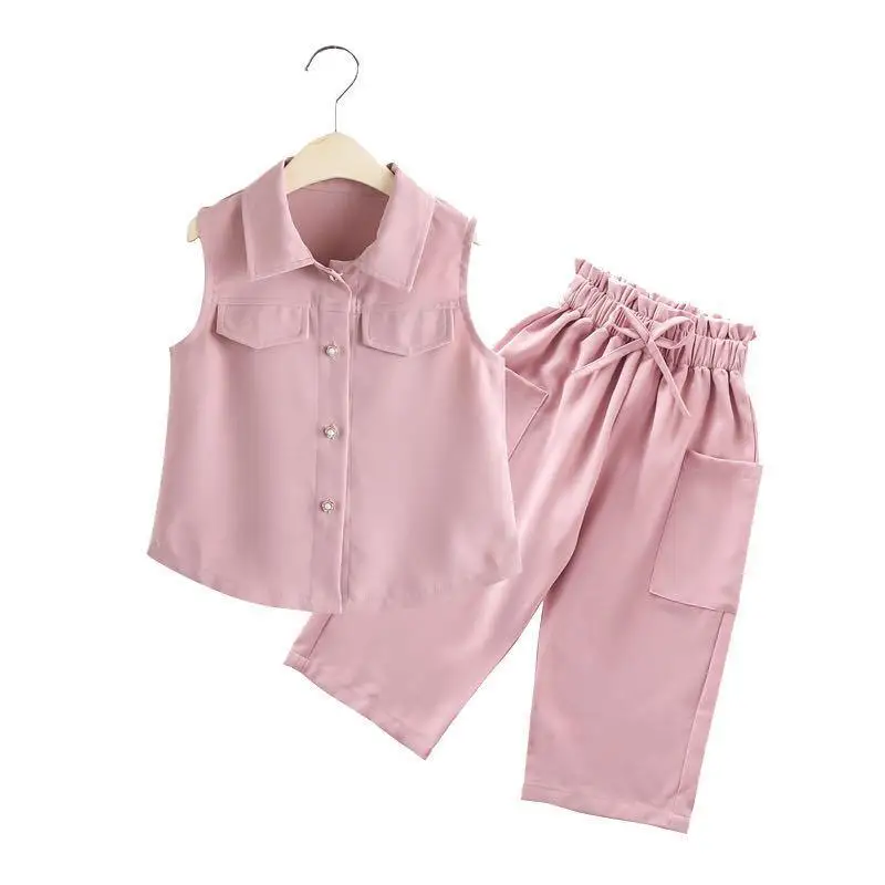 Girls Clothes Set Summer Solid Color Vest + Short Pants 2 PCS Children Clothing for Girl Teen Kids Girls Clothes 8 10 11 12 Year