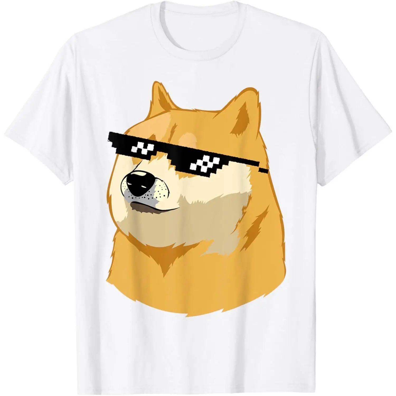 

Women's Funny Doge Meme T-Shirt | "Deal With It" Pixel Glasses Shibainu Graphic Tee | Internet Culture Pet Lover Gift Top