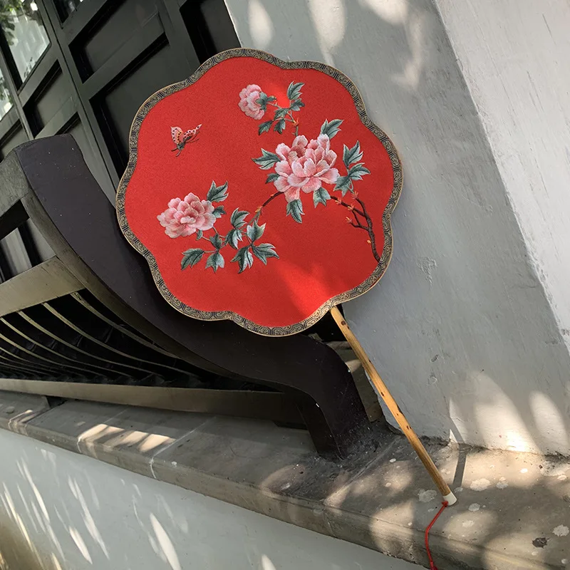 

antique fan embroidery Xiangfei bamboo handmade Suzhou embroidery round fan bamboo court double-sided Hanfu group fan