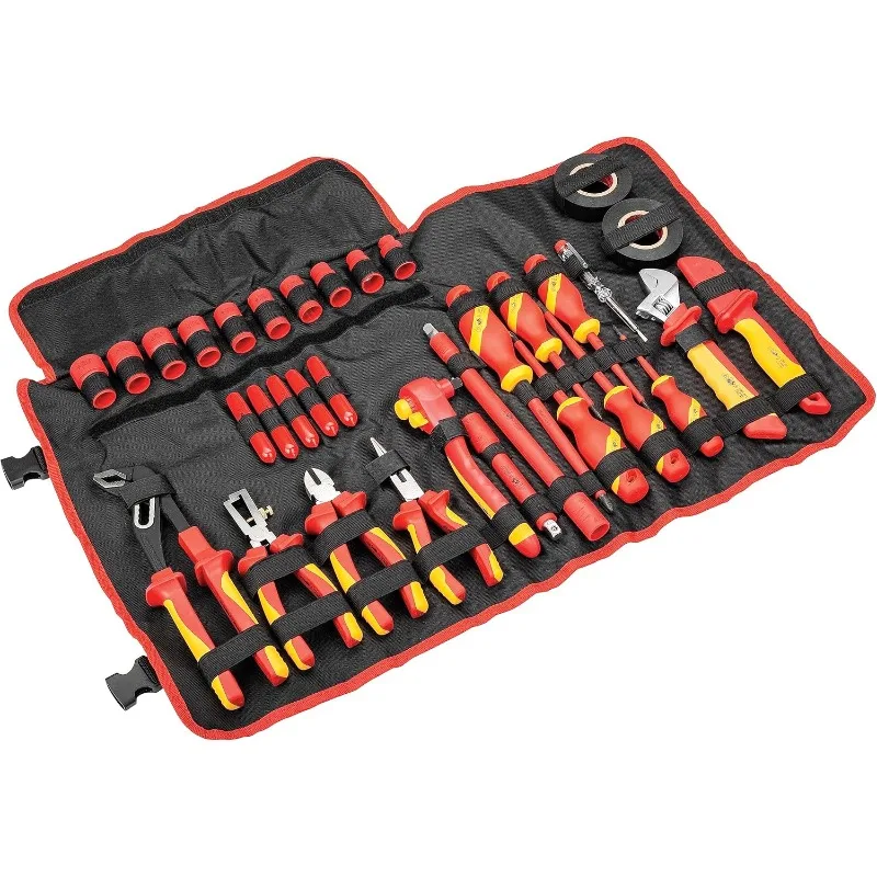 33-Piece VDE Tool Set, Insulated Ratchet, Screwdrivers, Sockets, Acessories, High-Voltage Electrical and Hybrid Vehicles