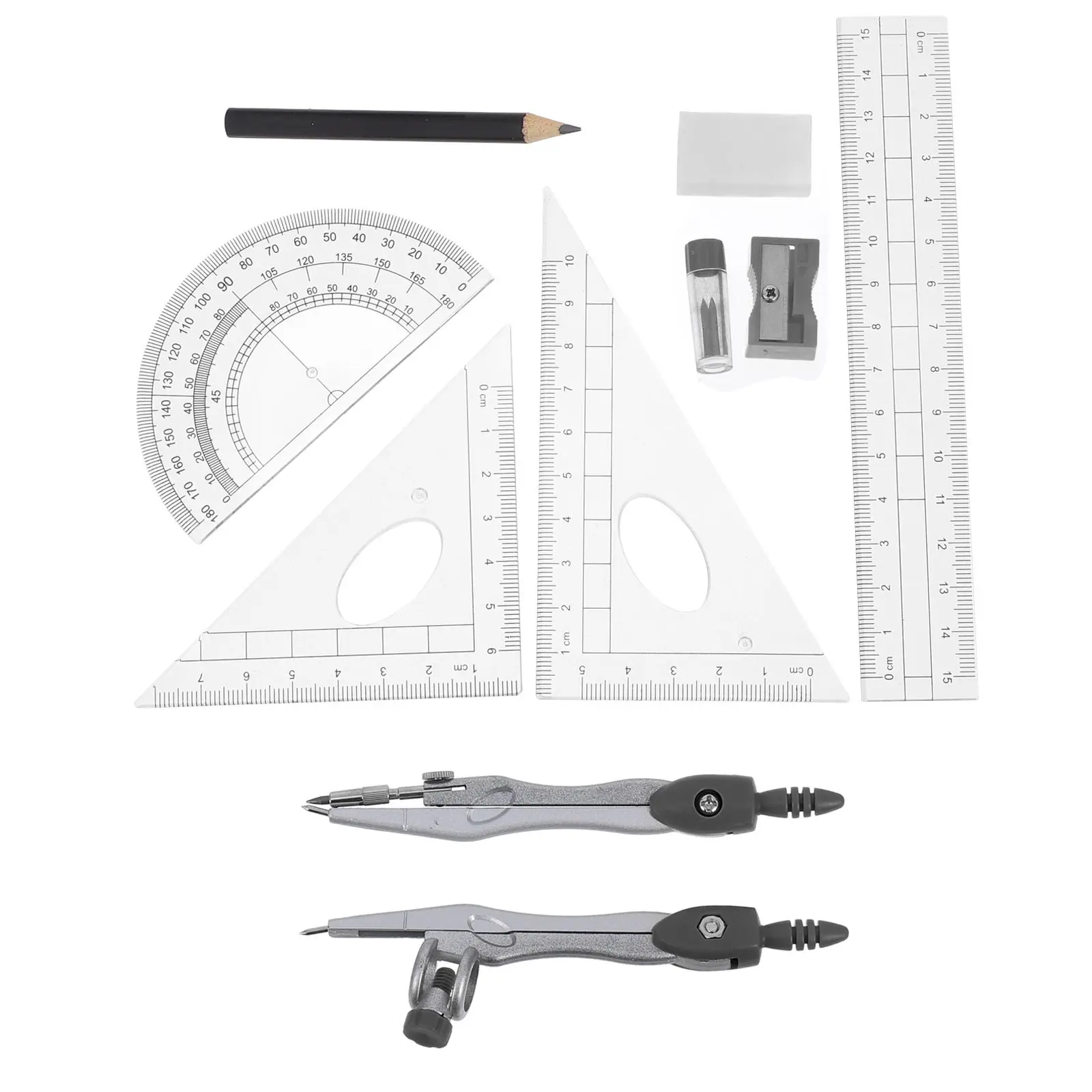 1Set Drawing Compass Protractor Ruler Set Student Geometry Kit Math Study Tools for Precise Angles Circles Homework School