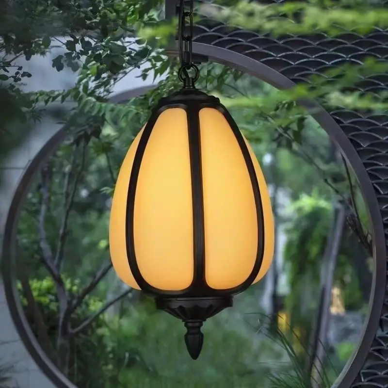 New Chinese style outdoor courtyard waterproof antique style chandelier villa pavilion gate lantern light