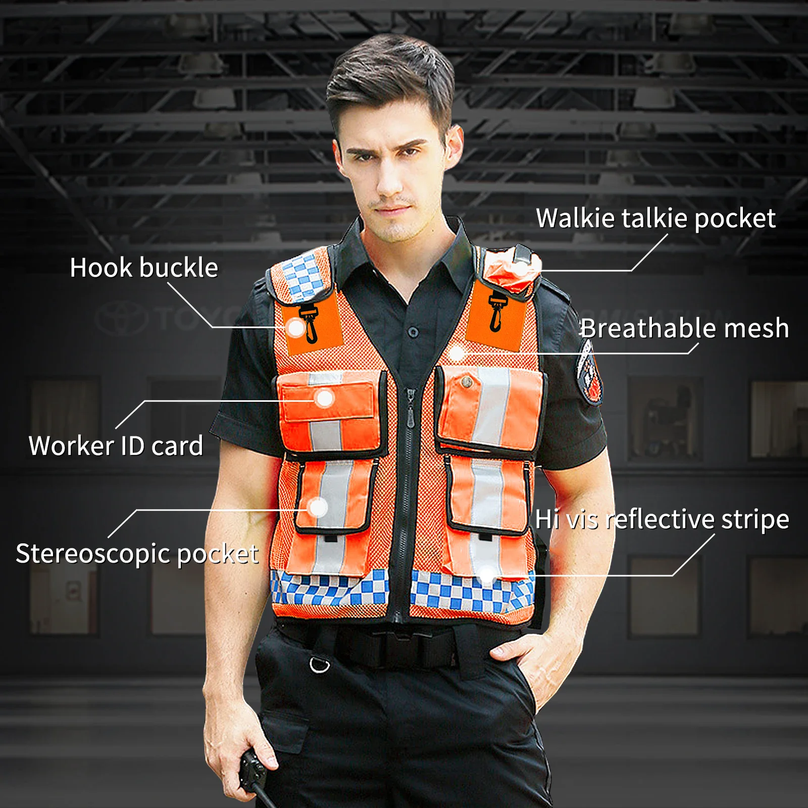 High Visibility Reflective Safety Vest High-Quality Breathable Mesh Large Pocket Police Vest Night Safety Cycling Clothing