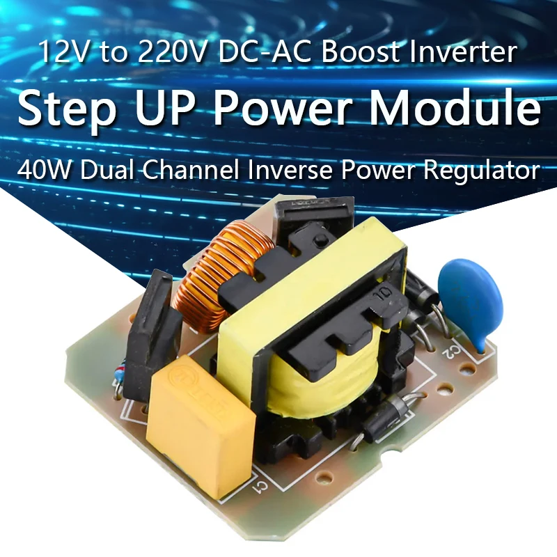 12V to 220V Step UP Power Module 40W DC-AC Boost Inverter Module Dual Channel Inverse Converter Booster Module Power Regulator