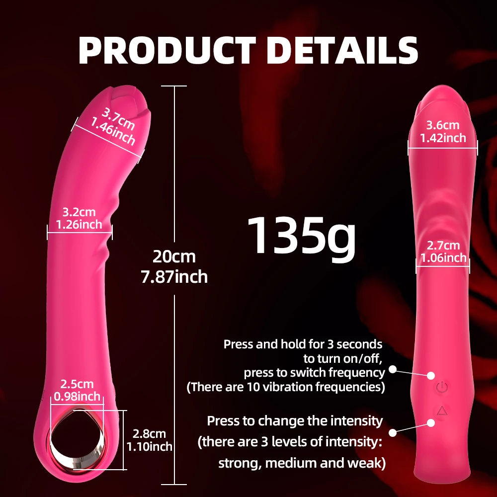 10 Frequency Vibrating Rose Vibrator Dildo Massager Wand Clitoris Stimulator Penis Adult Women Vagina Massage Female Sex Toy view 6
