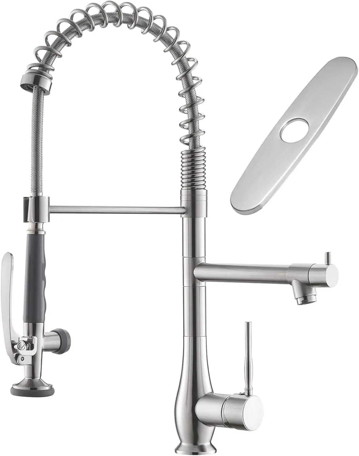 Kitchen Faucet with Pull Down Sprayer Single Handle High Pressure Brushed Nickel Kitchen Sink Faucet Commercial