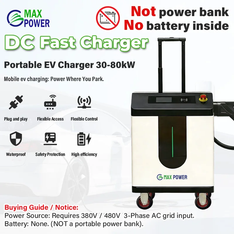 Max Power New Single Gun Portable 380V 3 Phase AC Power Input 80kw DC CCS2 Fast Charging Station For BYD For EV-TC80 Model