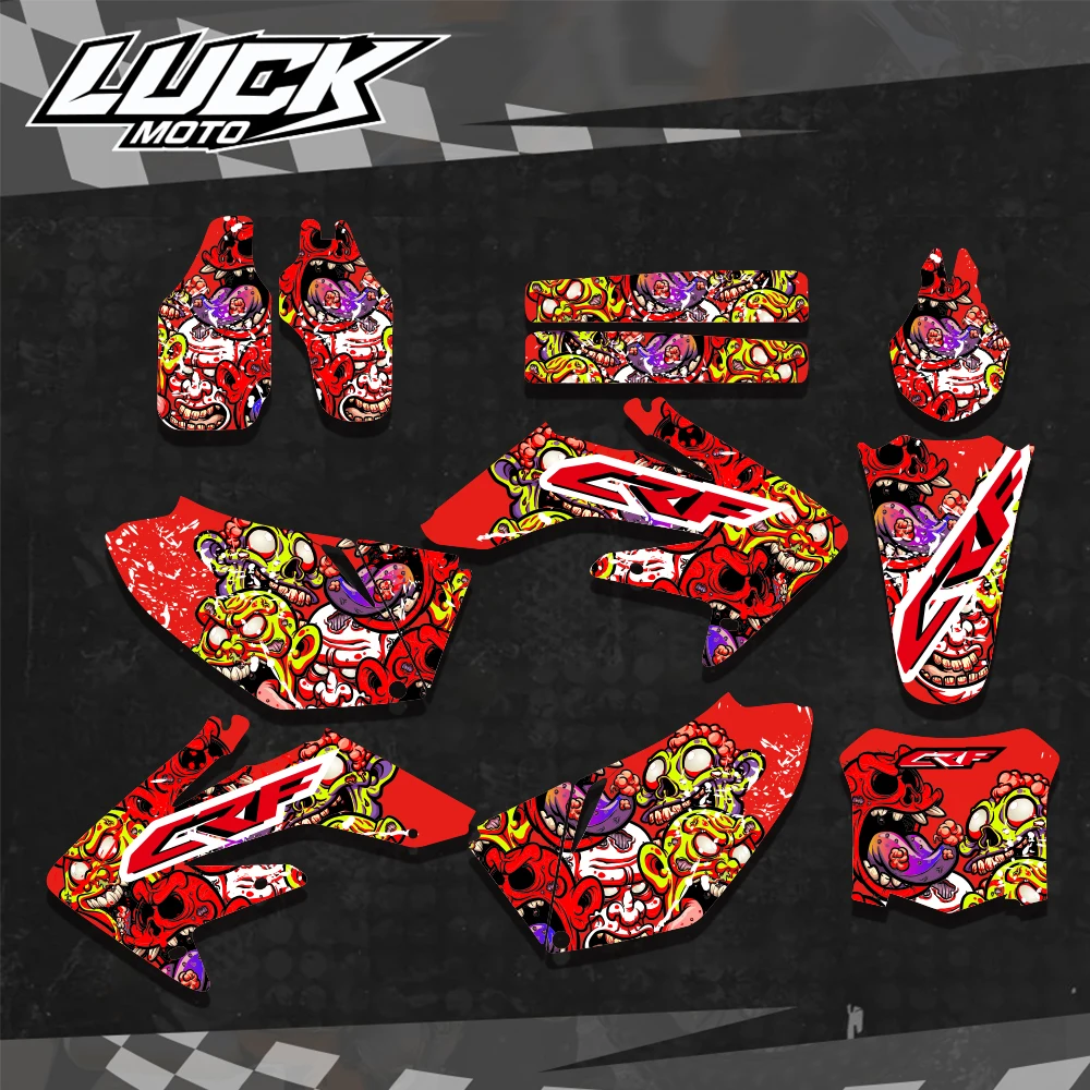 LUCKMOTO New Style TEAM GRAPHICS & BACKGROUNDS DECALS Stickers For Honda CRF250 CRF250R CRF 250 250R 2008 2009 4
