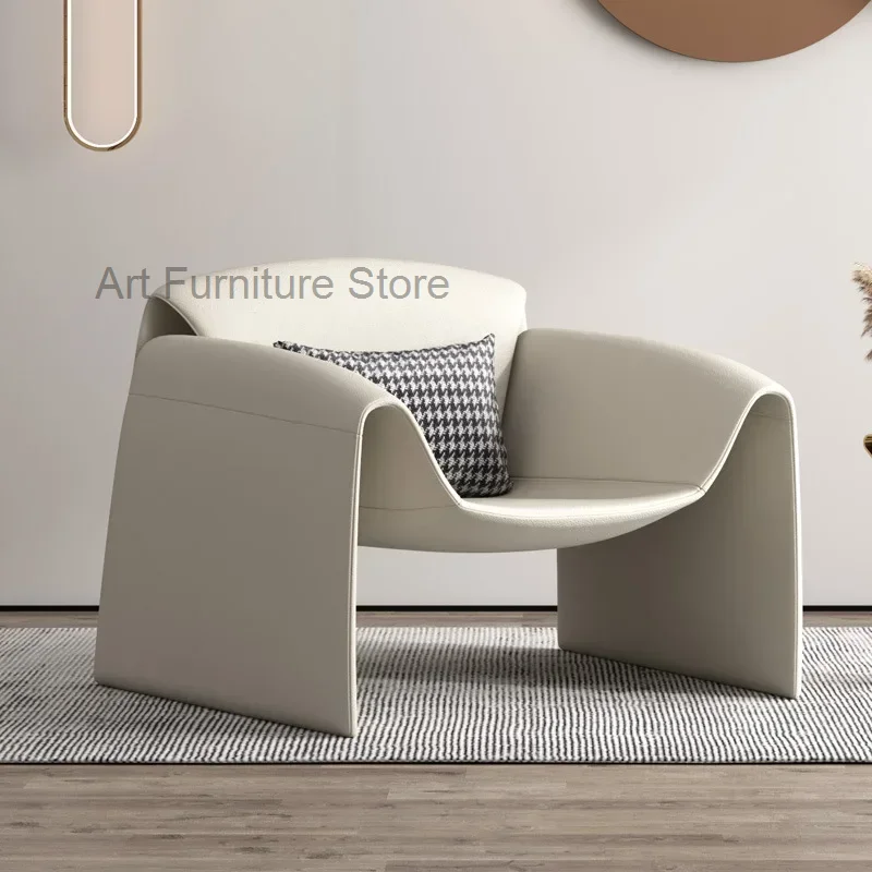 

Nordic Lazy Small Apartment Modern Light Luxury Single Sofa Leisure Leather Armchair Simple Style Living Room Furniture Chair