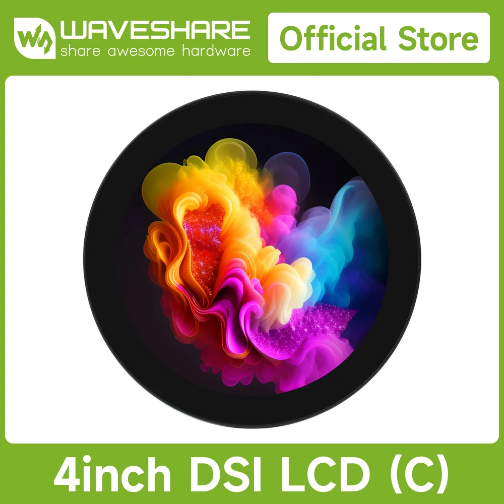 Waveshare 4inch DSI Round Touch Display, 720 × 720, IPS, 10-Point Touch, Supports Raspberry Pi 5/4B/3B+/3A+, CM3/3+