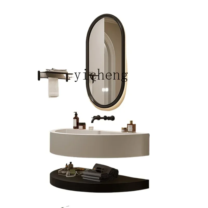 

G2 minimalist smart bathroom cabinet Corian integrated basin suspended wall-mounted washstand