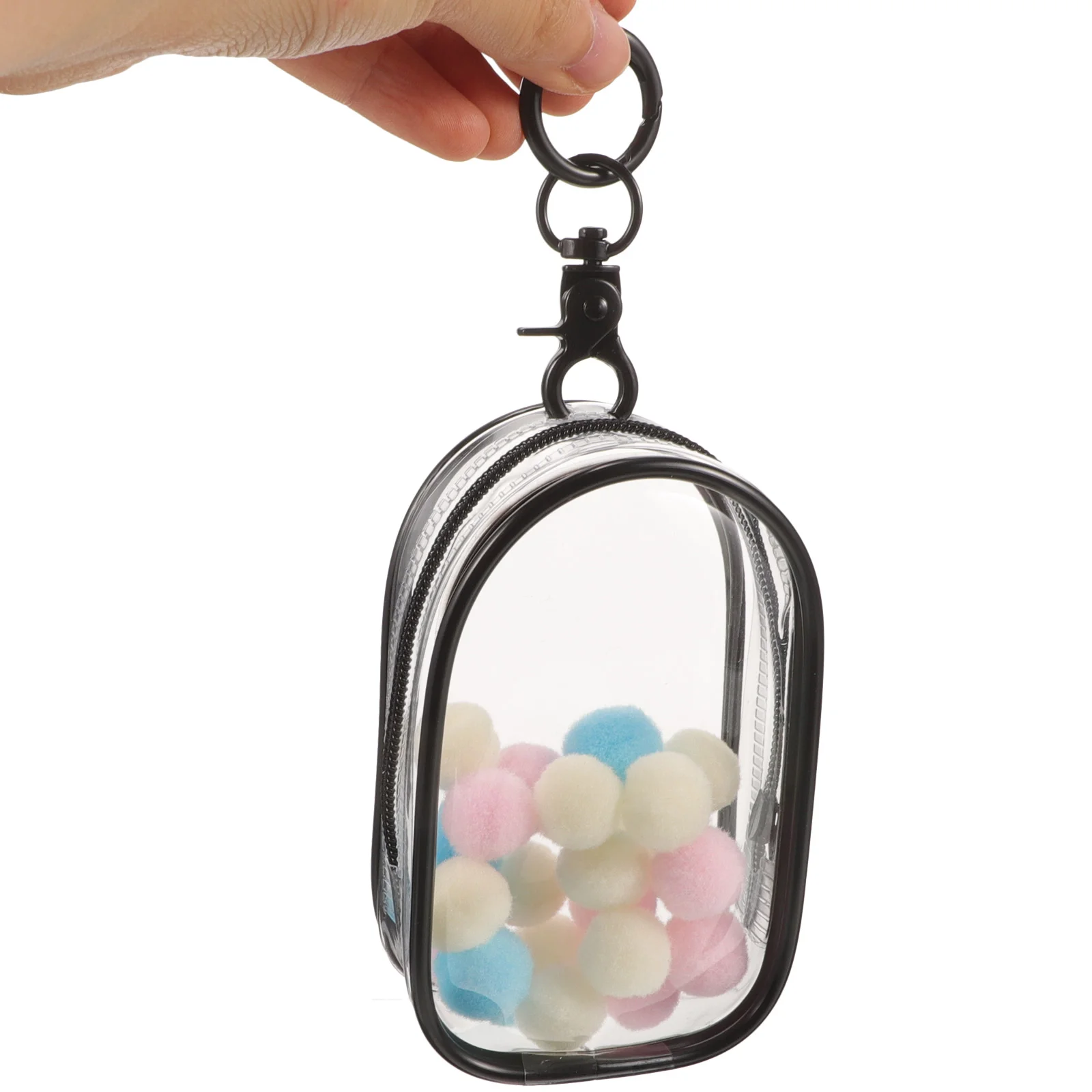 Coin Purse Keychain Capsule Closure Package Clear Display Case Small Storage Bag Black Baby