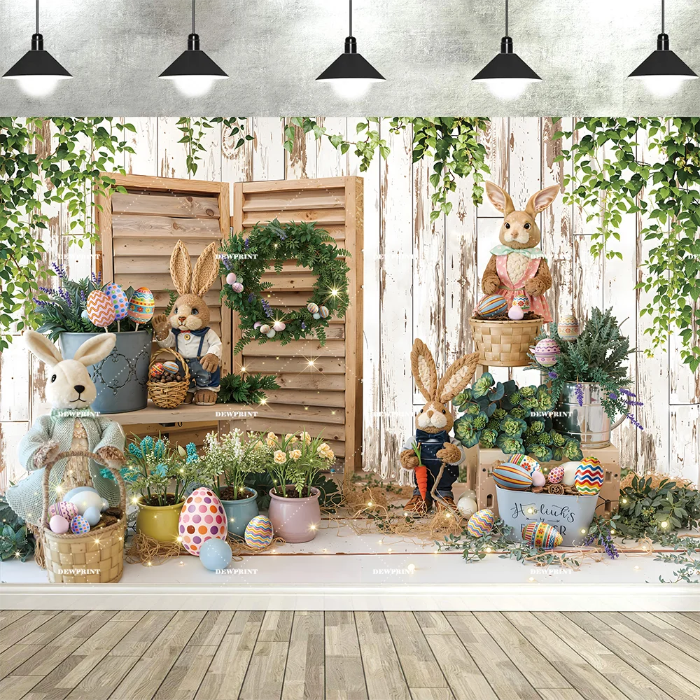Happy Easter Decorations Spring Easter Backdrop Bunny Eggs Hunt Background for Birthday Baby Shower Party Banner Photo Props