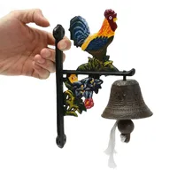 For Home Door Bell Vintage Retro Style Metal Cast Iron Rooster Wall Mounted Home Garden Decor Access Control For Remind