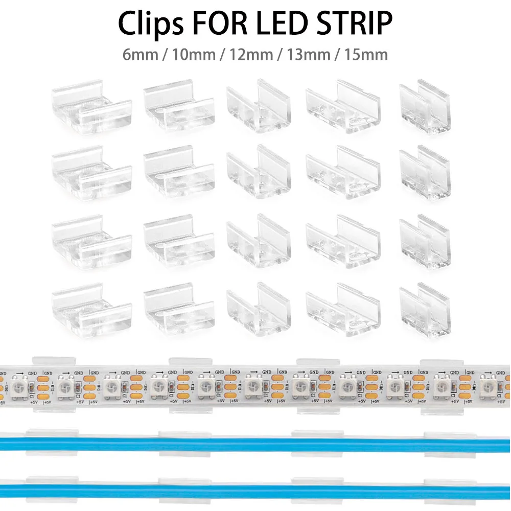 Clips de fijación para tira de luces LED, accesorios fijos para 12V, 2835, 5050, Cob, Flexible, neón, WS2812B, RGB