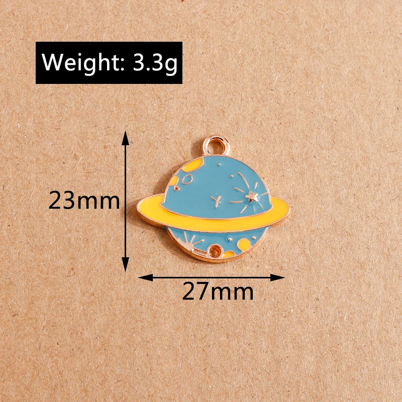 10 Stück Mix Emaille Galaxie Planet Raum Charms für Halsketten Armband Ohrringe Mond Sterne Anhänger DIY Schmuck Herstellung Zubehör – Detail 23