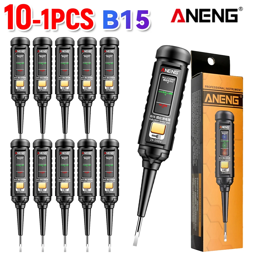 

1-10PCS B15 One-word Screwdriver Electrician Induction Test Pen Highlight Color Light AC Voltage Detection Pen Electrical Tool