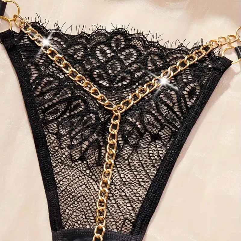 Chain Black Thongs Women\'s Panties Sexy Beading Lingerie Female Underwear Low Waist G-string Ladies Bragas Mujer Lencería