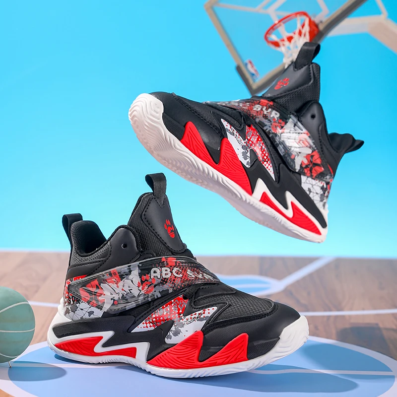 

Kids Basketball Shoes Tactical Boots Ankle Support Sneakers Breathable Boys Girls Sports Shoes Shock-absorbing Athletic Shoes