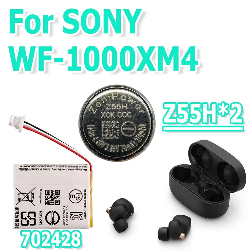 High Quality Z55H 702428 3.85V 70mAh Battery For SONY 1000XM4 XM4 WF-1000XM4 Bluetooth Earbuds Headset Batteria+Free Tools
