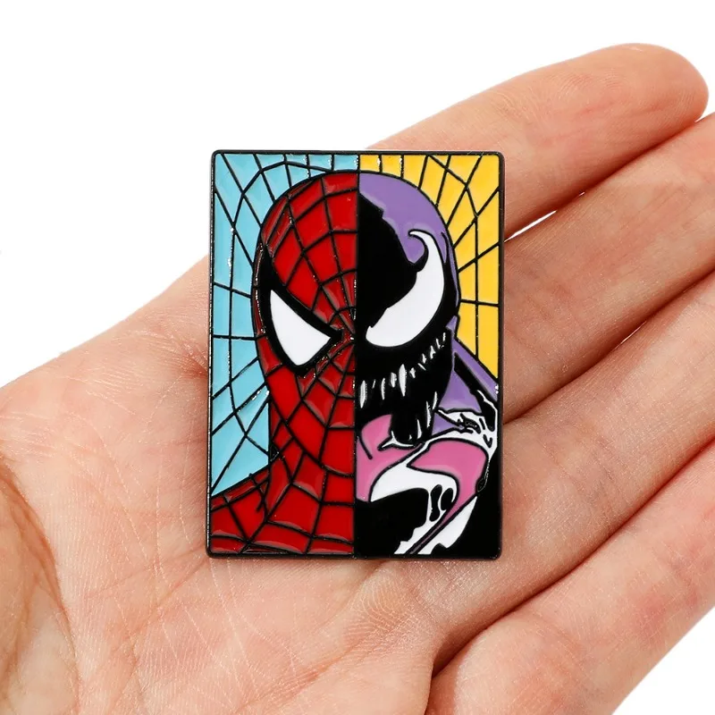 4 centimetri Anime Marvel Simpatico Cartone Animato Personalità Creativa Spider Man Distintivo In Metallo Double-sided Venom Lega di Gocciolamento di Olio Spilla Accessorio Pin