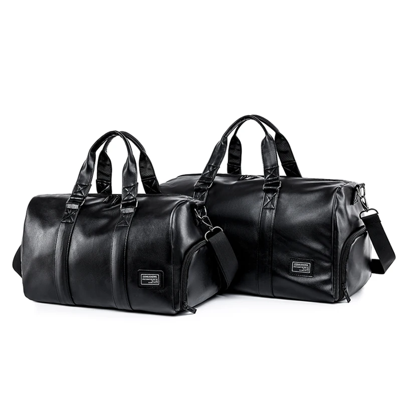 Large Capacity Travel Bag PU Travel Handbag Men Carry On Luggage Duffle Bags Soft Casual Black Big Weekend Bags Travelling Tote