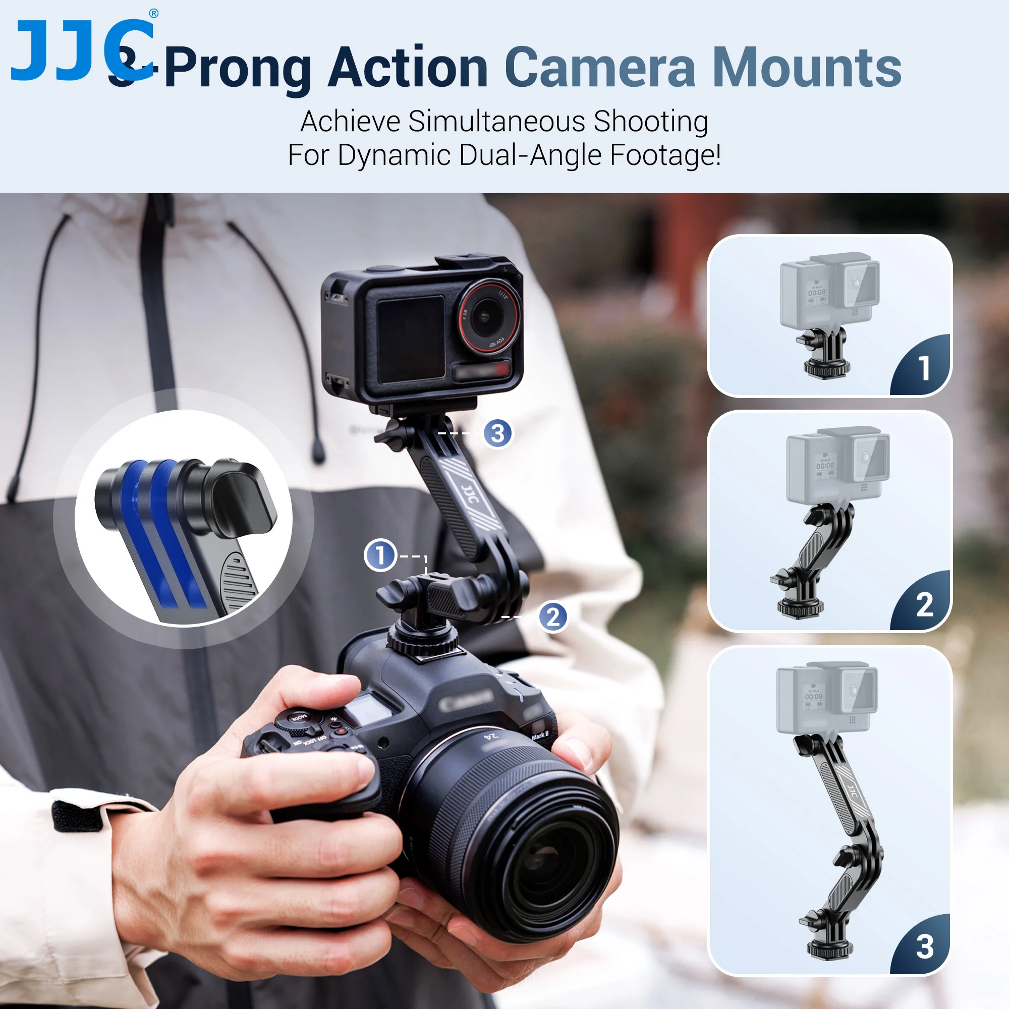 JJC Magnetic Phone Tripod Mount iPhone Tripod Mount Adapter with 1/4”Screw Cold Shoe Phone Mount for Camera iphone 16 15 14 13