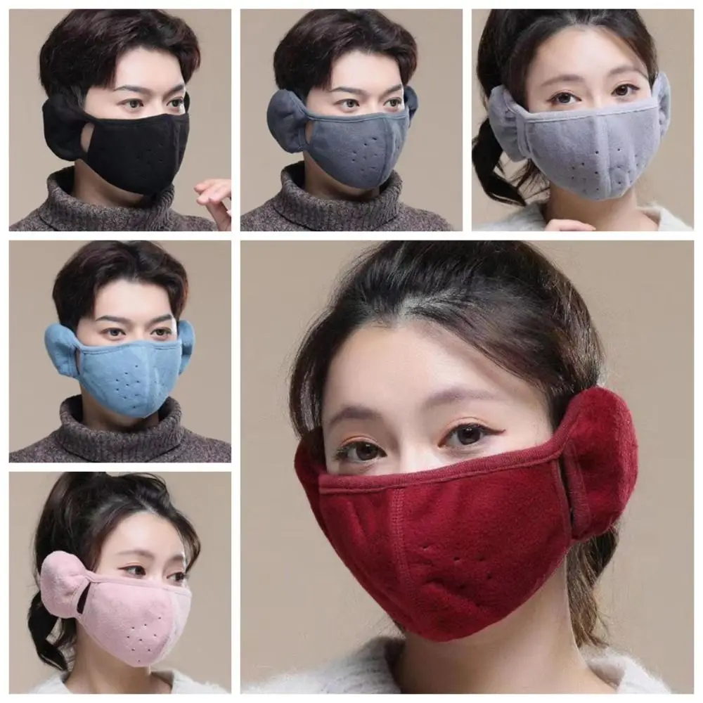 Masker telinga bulu domba penahan angin, aksesori kain masker musim dingin penghangat telinga tutup telinga, masker lari