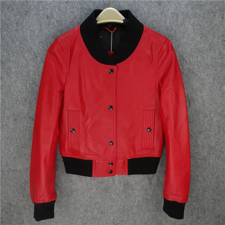 2023年新作 レディース スリムフィット ニュージーランド産シープスキンレザー ジャケット オルト ベースボール スレ コート アシンメトリー ロング スリーブ 通勤 スレ