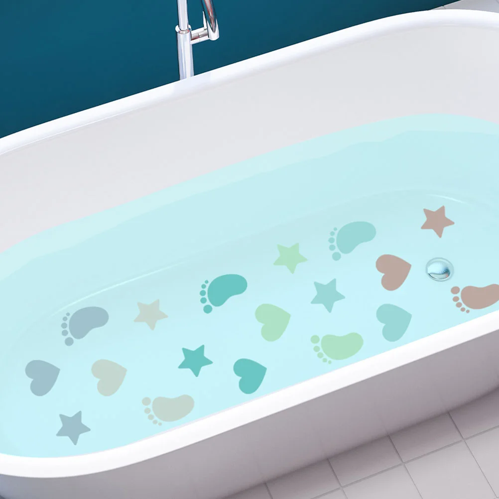 

12 Sheets Handle Footprint Floor Stickers Bathroom Decor Non-slip Bathtub Pvc Decorative