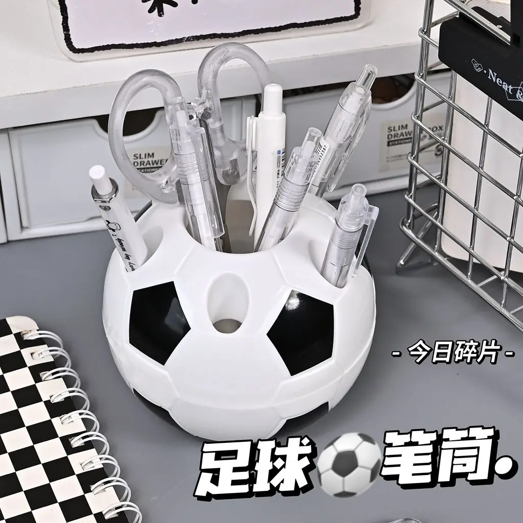 Football shape pen holder multi-hole multi-function large capacity student desktop storage box for stationery