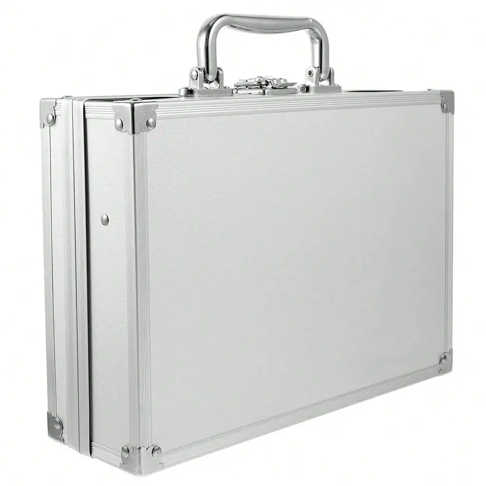 

Aluminum Briefcase Tool Storage Box Lightweight Portable Multi-Functional Aluminum Alloy Toolbox With Lock For Travel Work And Cosmetic Organization