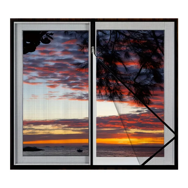 

1pc Black Mosquito Resistant Screen, Window Mesh, Self-adhesive Window Mosquito Net, Zipper Type Household Screen Window