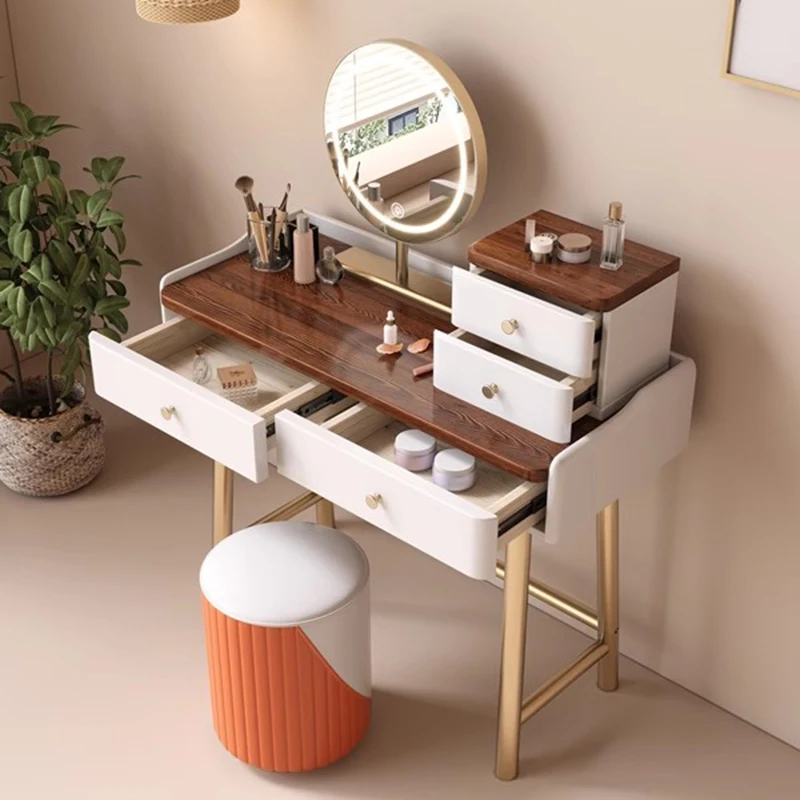 

Vanity Dressing Dressers Mirror Luxury Console Lights Makeup Tables Bedroom Storage Organizer Comoda Pra Quarto Home Furniture