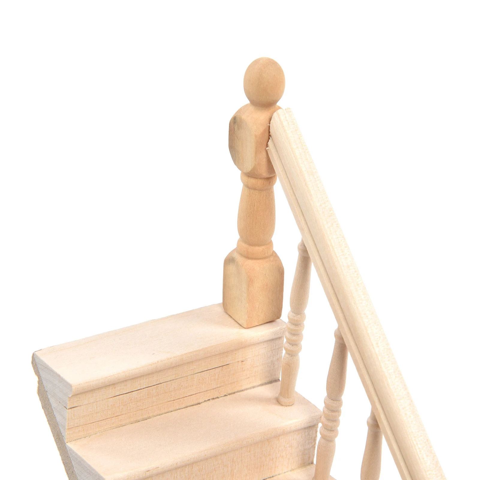 Doll House Stairs Glossy Rounded Corners Birch Material DIY Vivd Cute 1/12 Scale Miniature Staircase for Crafts Dollhouse
