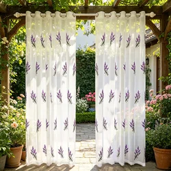 1PC Purple Lavender Embroidery Sheer Curtain for Living Room Rustic Voile Window Drape Kitchen Custom Blind #E