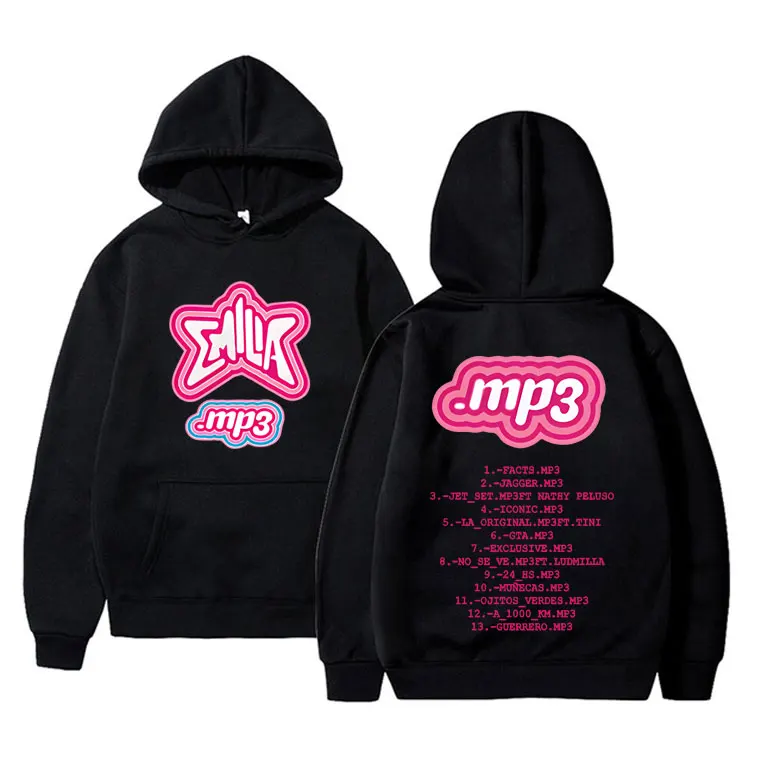 

Singer Emilia Mernes MP3 Tour Double Sided Print Hoodie Men Women Hip Hop Oversized Fleece Cotton Pullover Male Vintage Hoodies