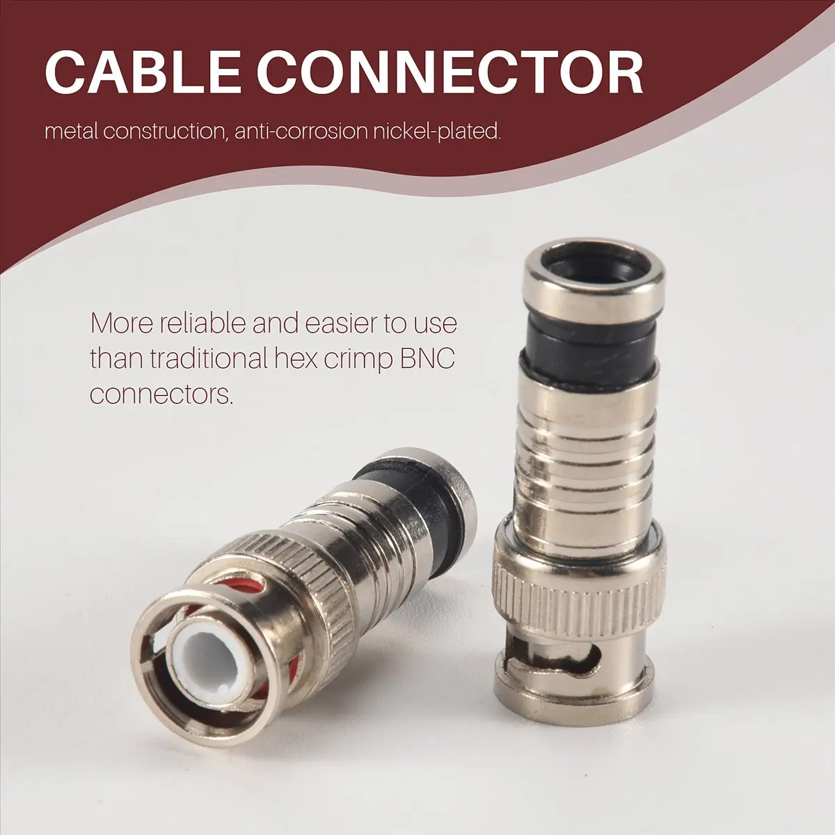 10 قطعة موصل ضغط BNC لكاميرات CCTV كابل RG59