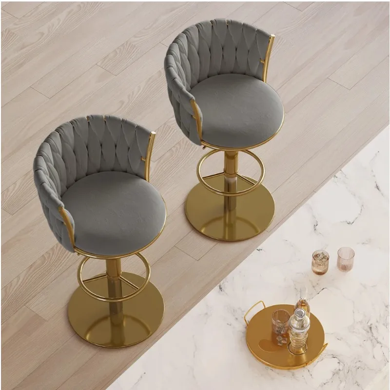 مقاعد للبار فاخرة قابلة للتعديل، ناعمة للاسترخاء، حلاق محترف، مقاعد بار مريحة، أثاث جمالي هزاز Sillas فريد من نوعه